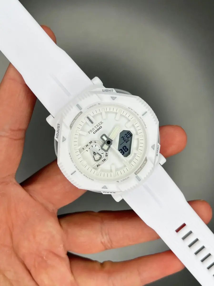 ساعت مچی کاسیو جی شاک پروترک بند رابر سفید Casio G-shock Protrek