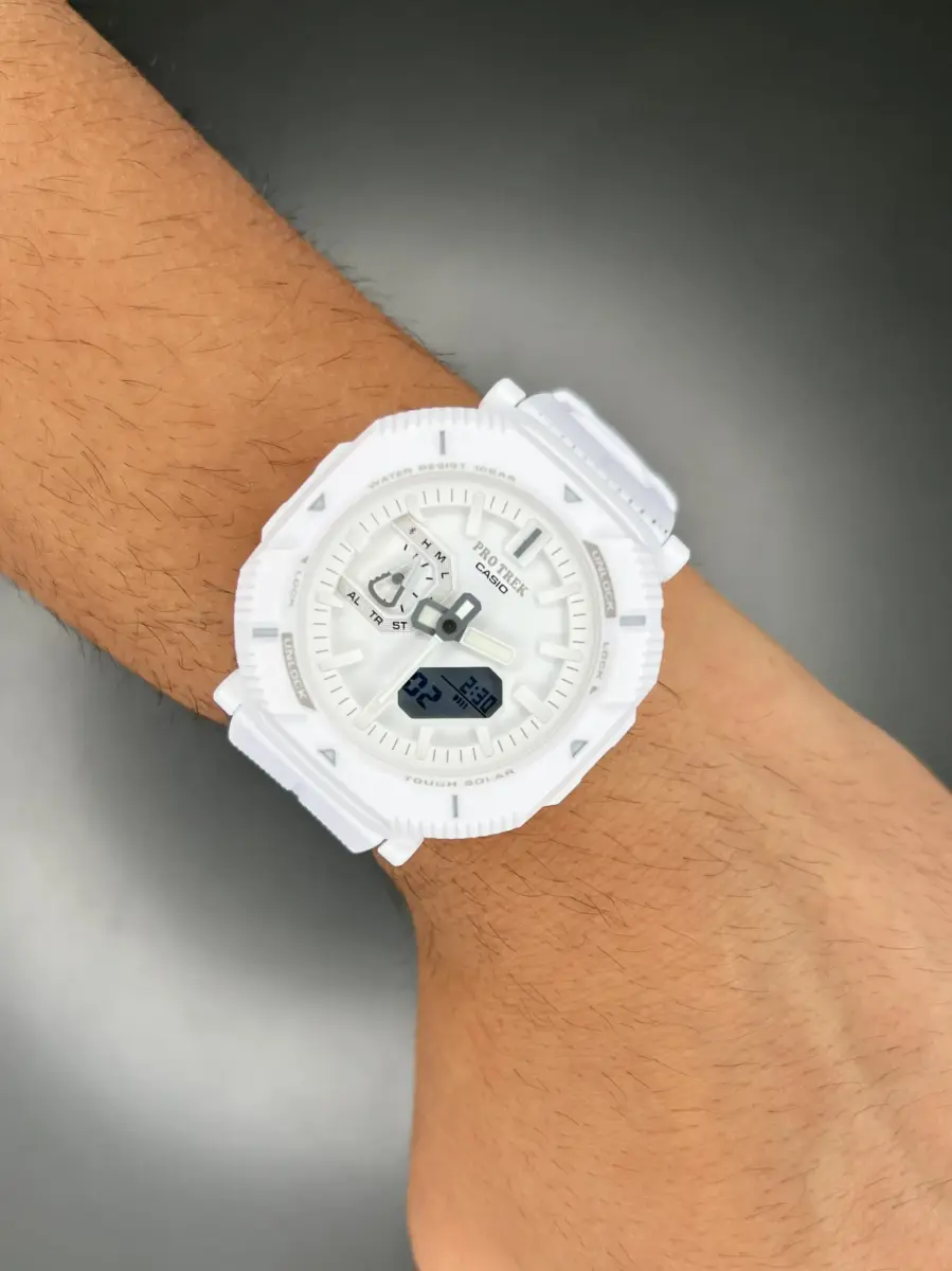 ساعت مچی کاسیو جی شاک پروترک بند رابر سفید Casio G-shock Protrek