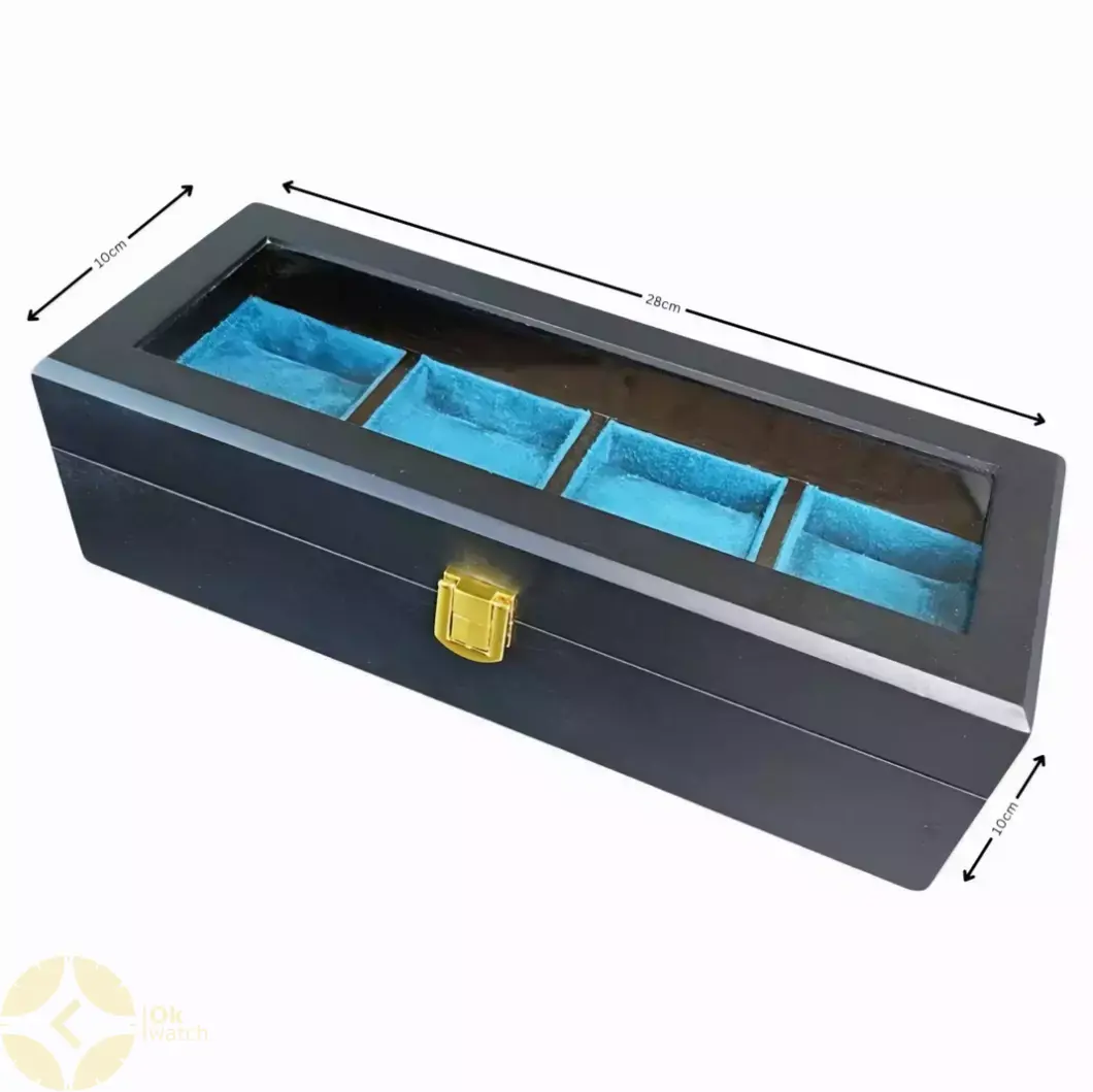 جعبه چهارتایی چوبی داخل آبی Watch Box