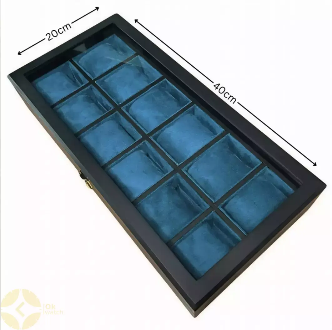 جعبه دوازده تایی چوبی داخل آبی Watch Box