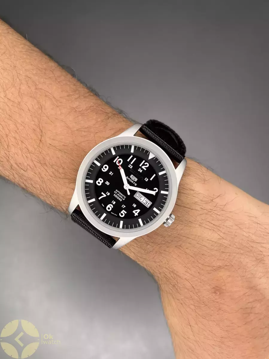 ساعت مچی سیکو خلبانی مشکی بند برزنتی Seiko