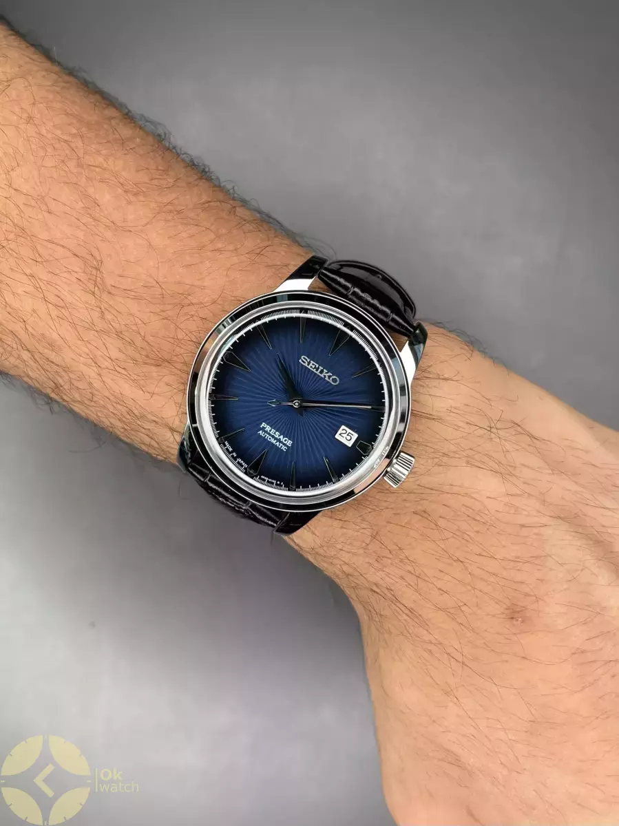 ساعت مچی سیکو پرساژ اتوماتیک بند چرمی صفحه آبی Seiko Presage