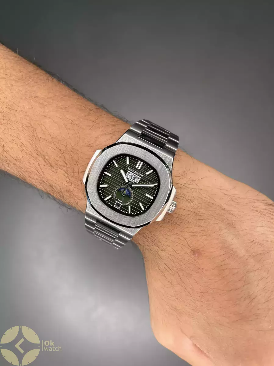 ساعت مچی پتک فیلیپ ناتیلوس دو تقویم صفحه سبز Patek Philippe Nautilus