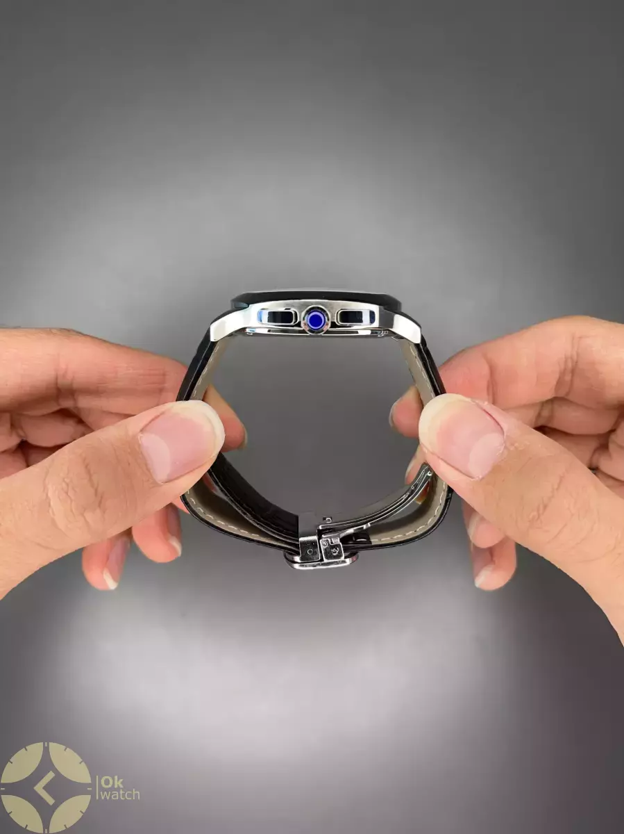 ساعت مچی کارتیه کورنوگراف بند چرمی صفحه مشکی Cartier