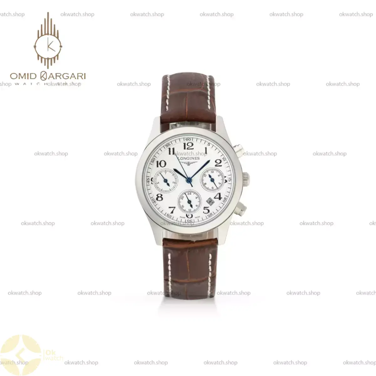 ساعت مچی لونژین فول دیت بند چرمی Longines