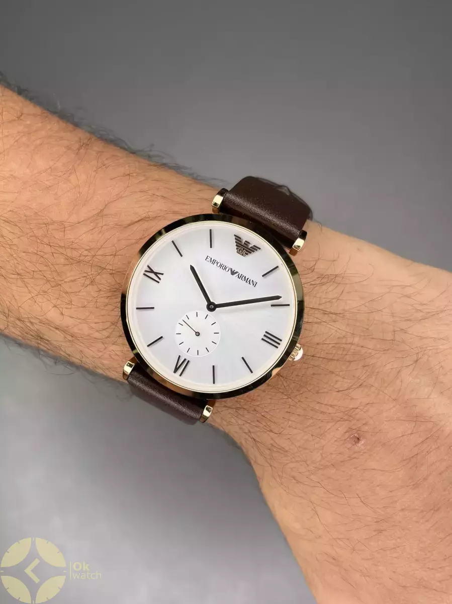 ساعت مچی امپریو آرمانی زیر ثانیه بند چرمی قهوه ای Emporio Armani