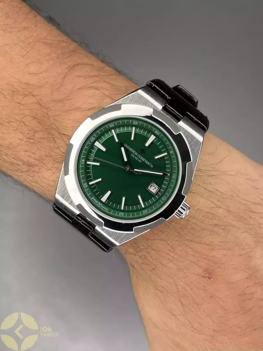 ساعت مچی وشرون کنستانتن اتوماتیک بند چرمی صفحه سبز Vacheron Constantin