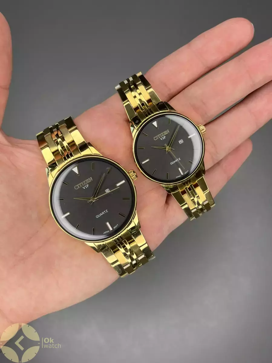 ساعت مچی سیتیزن وی آی پی طلایی صفحه مشکی Citizen VIP