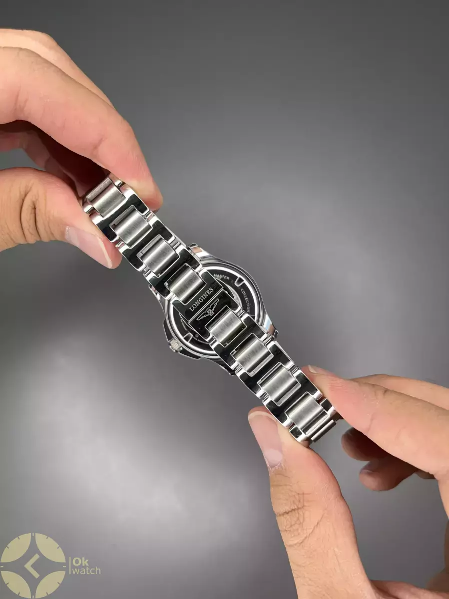 ساعت مچی لونژین دور نگین بند استیل صفحه سفید Longines