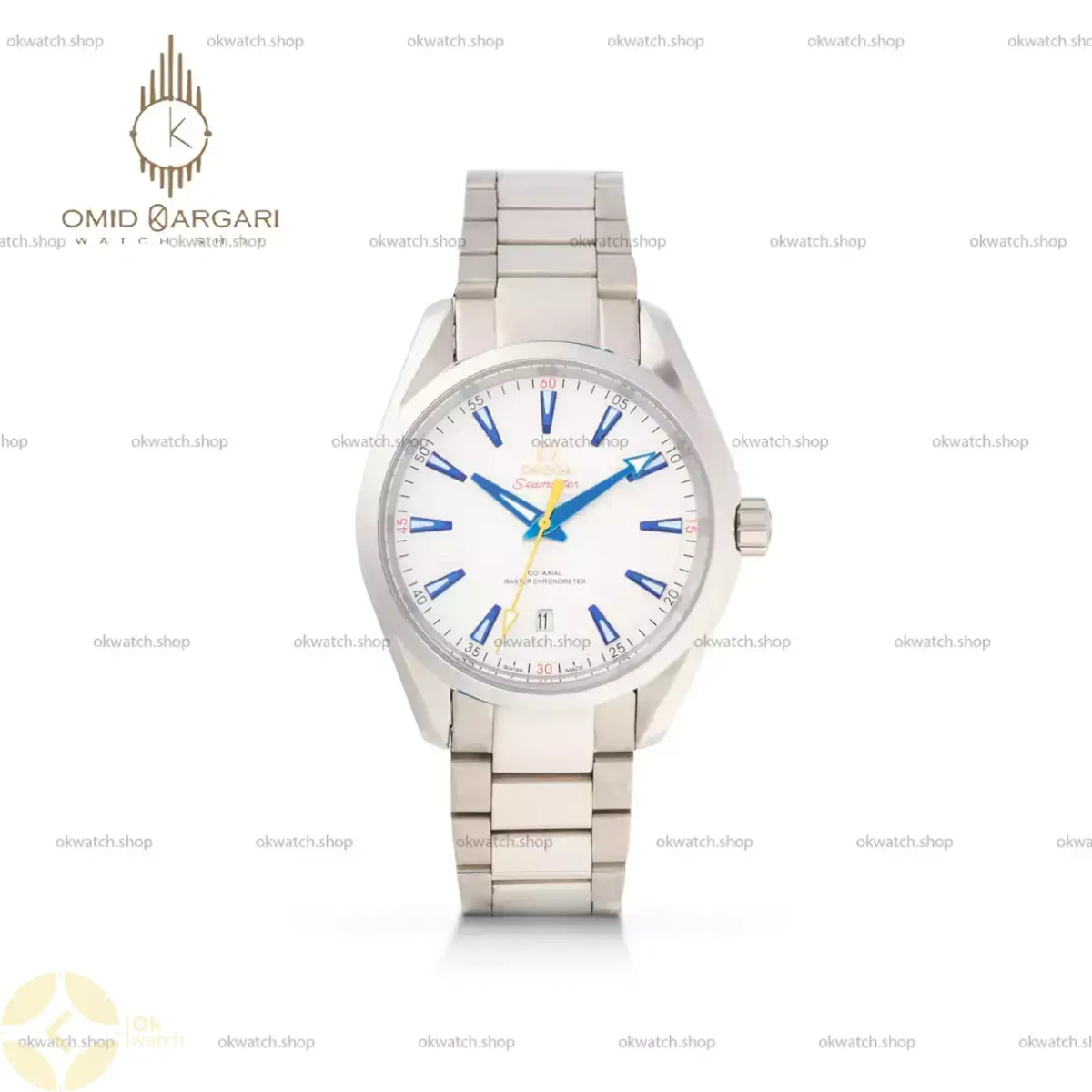 ساعت مچی امگا سیمستر بند سیلور صفحه سفید Omega Seamaster