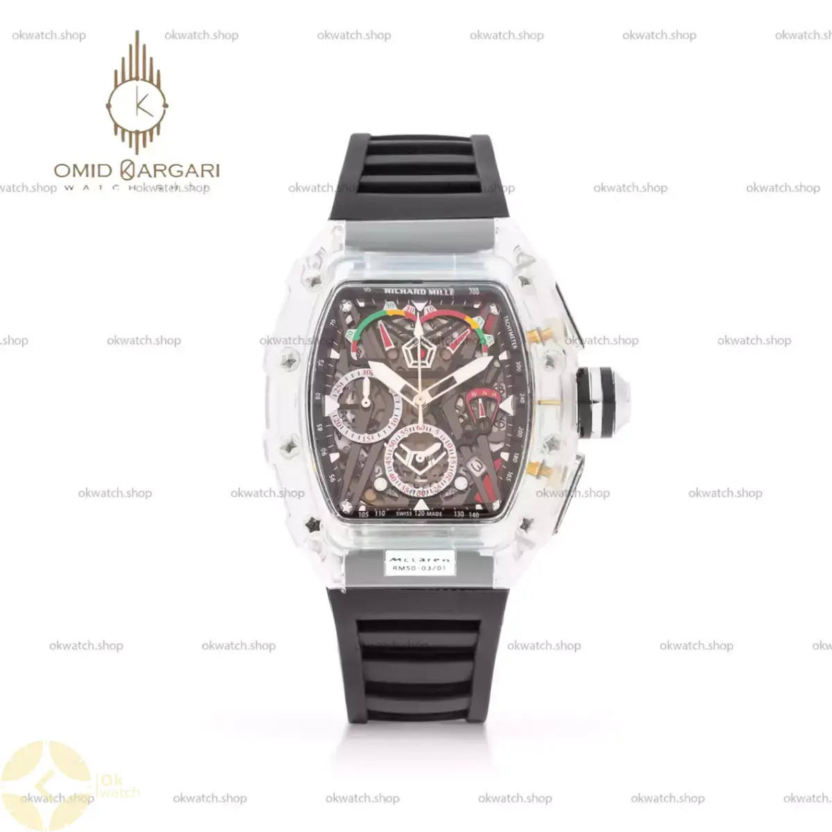 ساعت مچی ریچارد میل کرونوگراف قاب پلاستیکی مشکی  Richard Mille