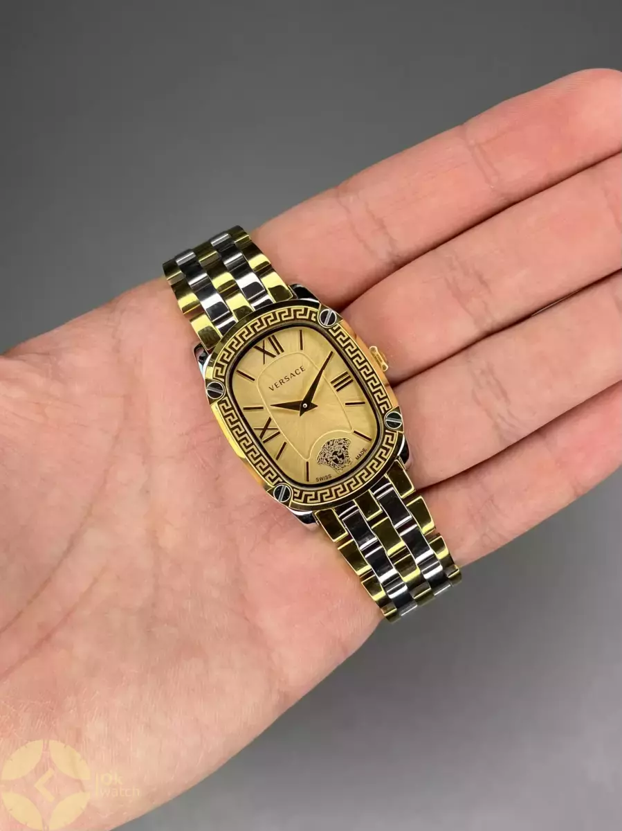 ساعت مچی ورساچه دورحکاکی دو رنگ سیلورطلایی صفحه طلایی Versace