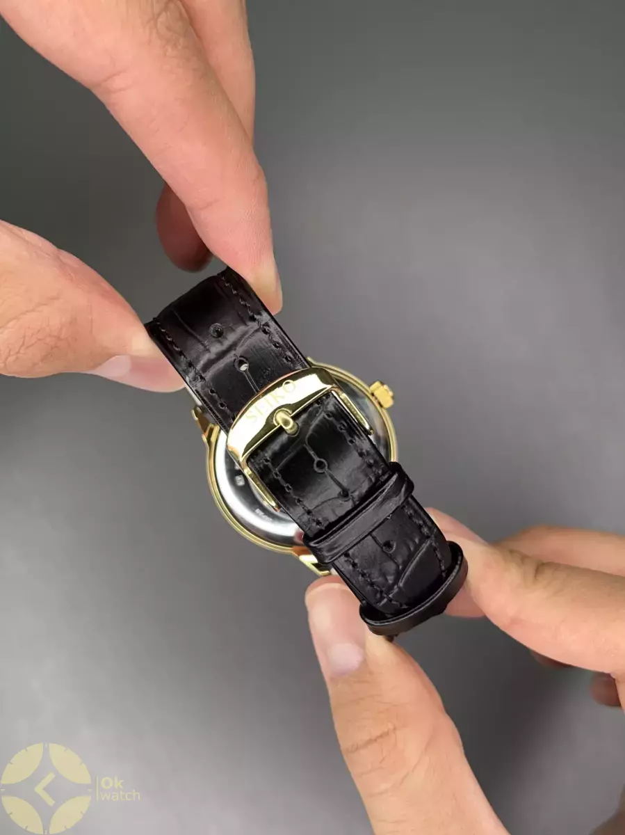 ساعت مچی اورینت اوپن هارت بند چرمی مشکی قاب طلایی Orient