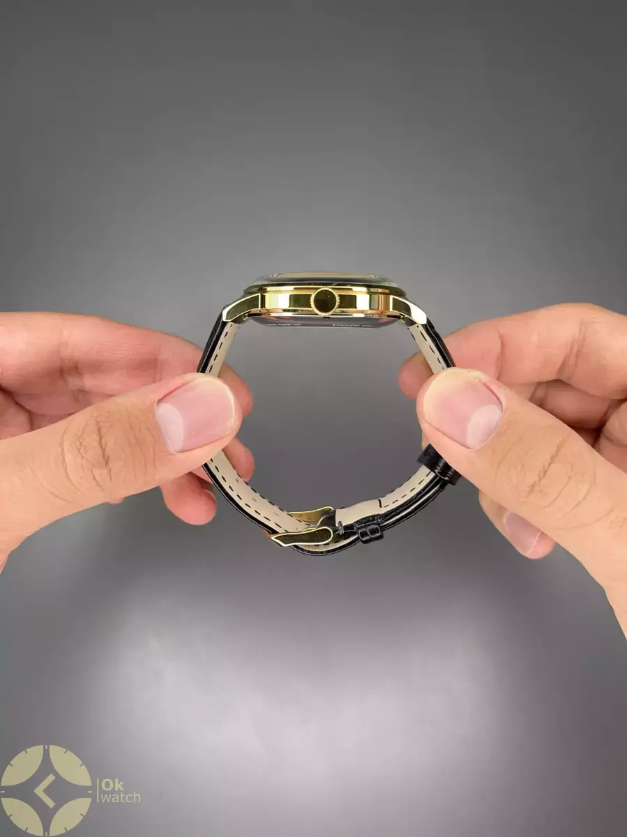 ساعت مچی اورینت اوپن هارت بند چرمی مشکی قاب طلایی Orient