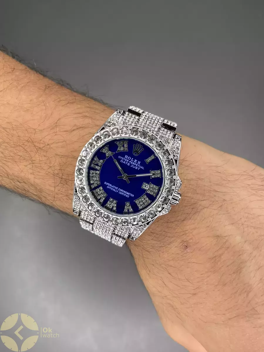 ساعت مچی رولکس دیت جاست فول نگین صفحه سرمه ای Rolex Datejust