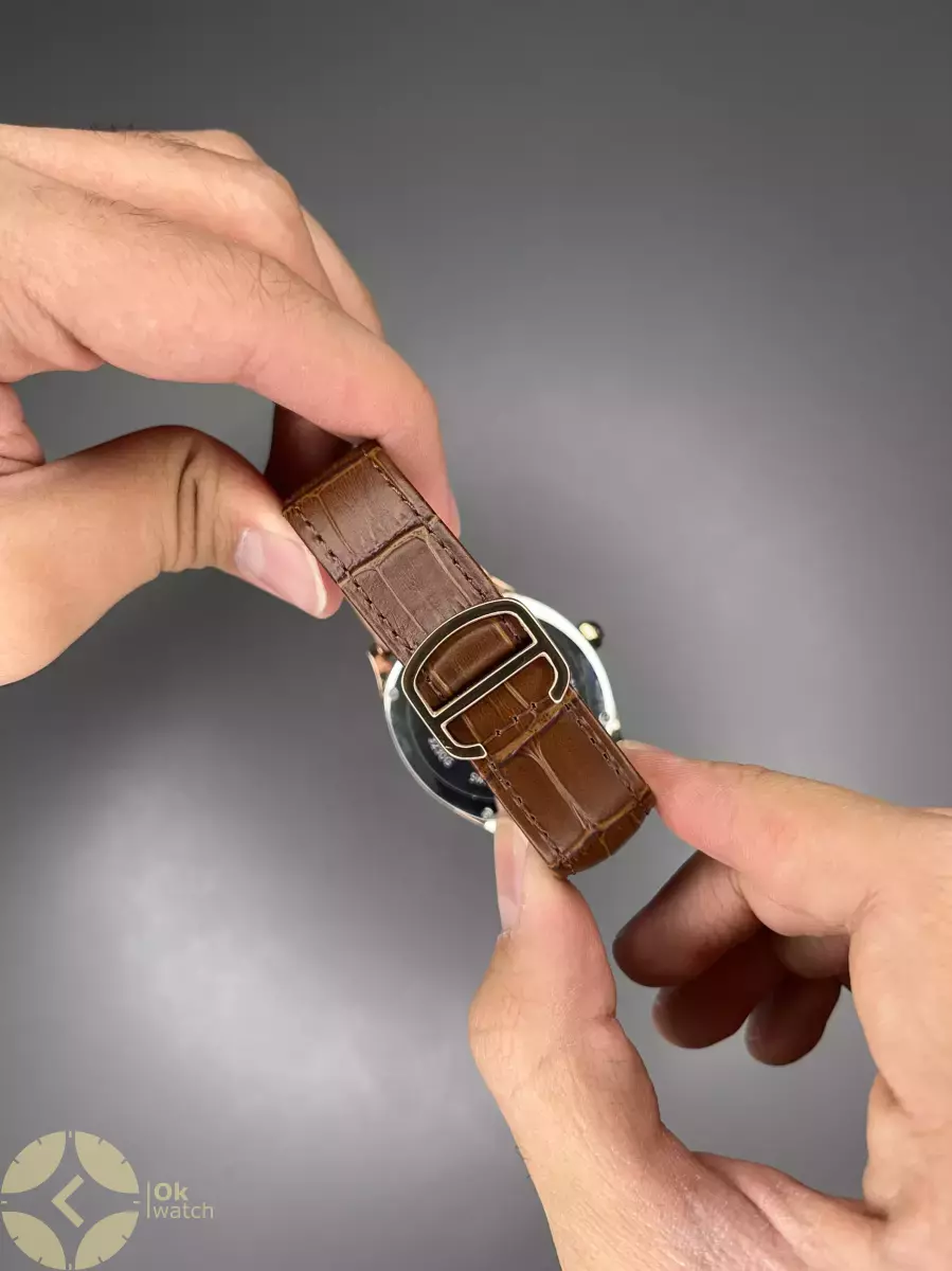 ساعت مچی کارتیه صفحه اسکلتون بند چرمی قهوه ای Cartier