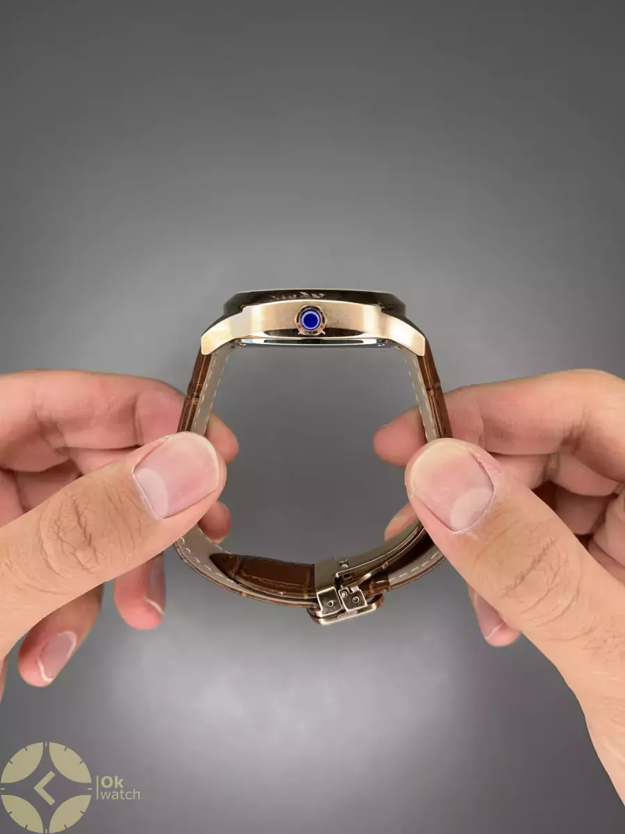 ساعت مچی کارتیه صفحه اسکلتون بند چرمی قهوه ای Cartier