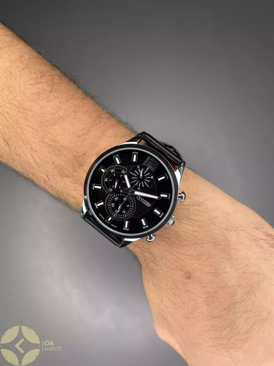 ساعت مچی سیتیزن کورنوگراف چرمی مشکی Citizen