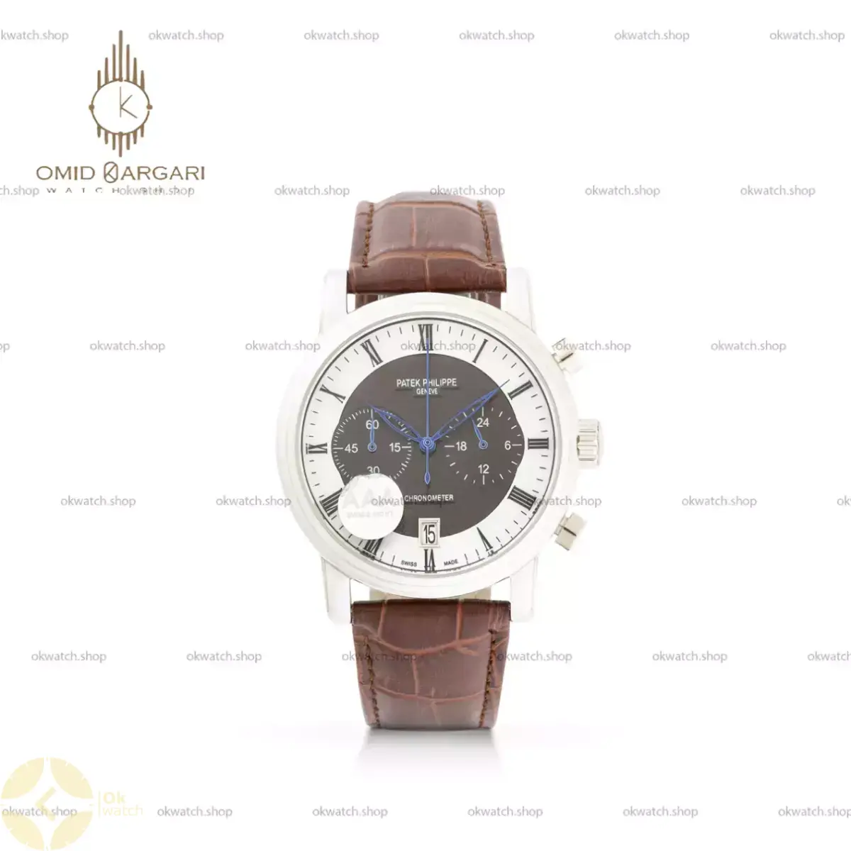 ساعت مچی پتک فیلیپ کرونوگراف صفحه قهوه ای Patek Philippe