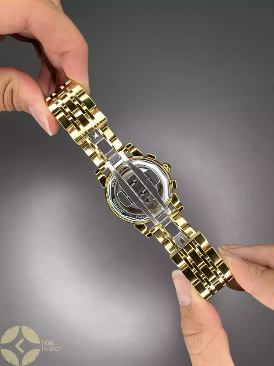 ساعت مچی پتک فیلیپ فول دیت بند طلایی صفحه طوسی Patek Philippe