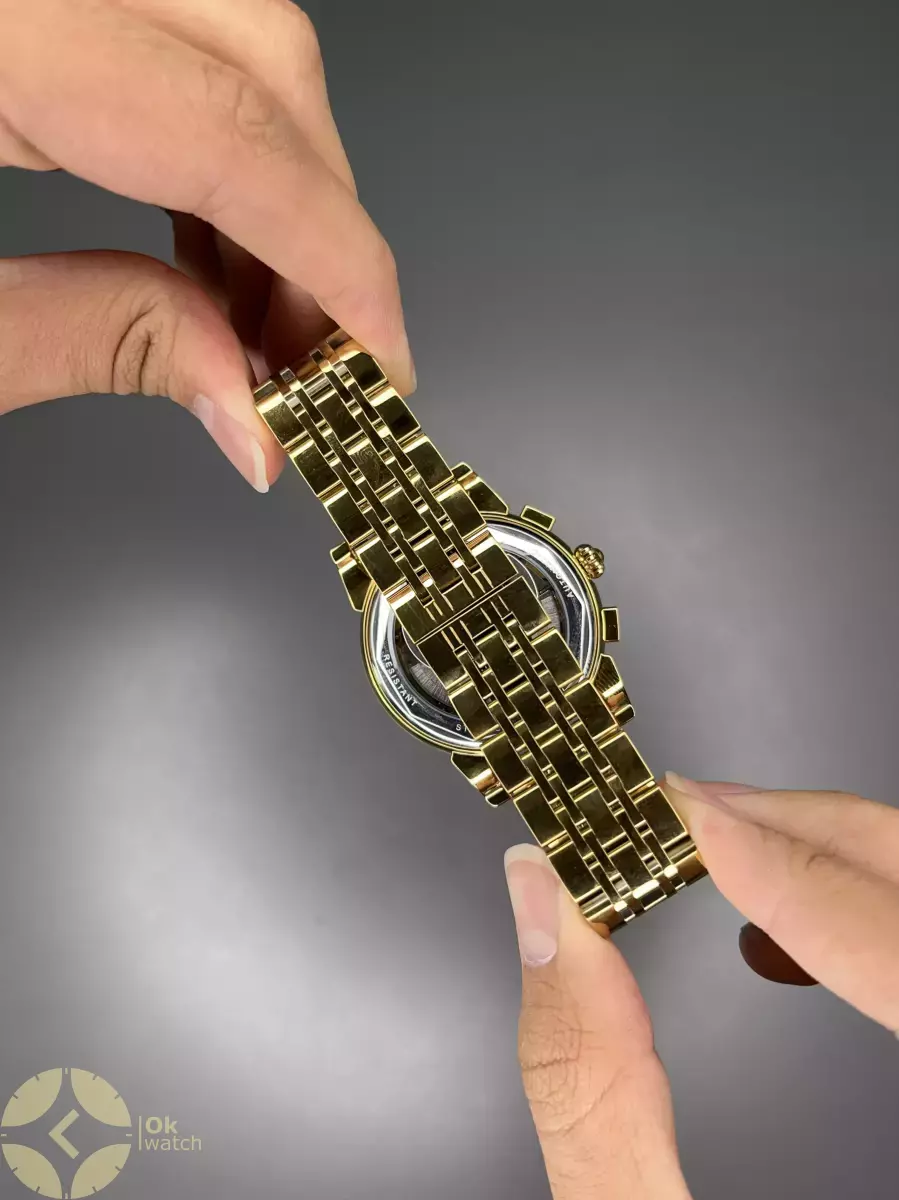 ساعت مچی پتک فیلیپ فول دیت بند طلایی صفحه طوسی Patek Philippe