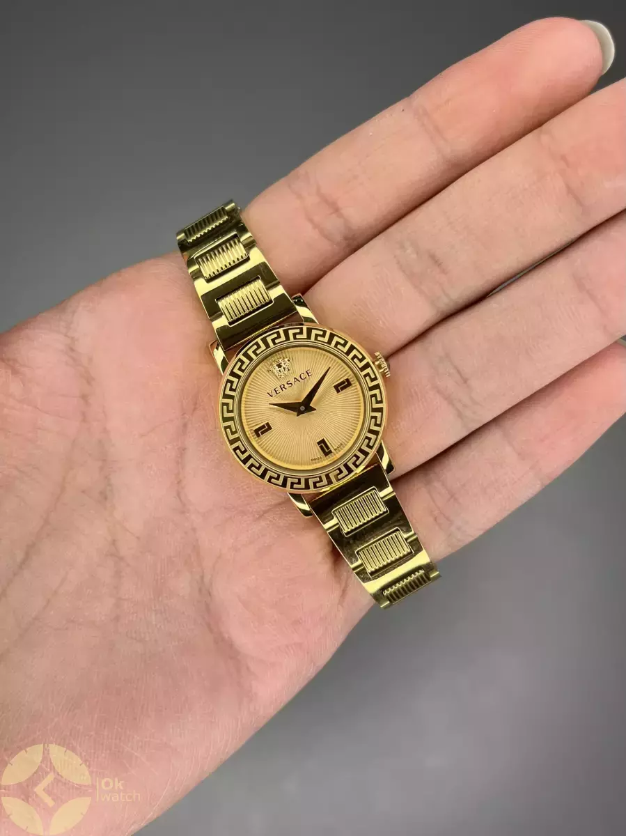 ساعت مچی ورساچه دورحکاکی بند طلایی صفحه طلایی Versace