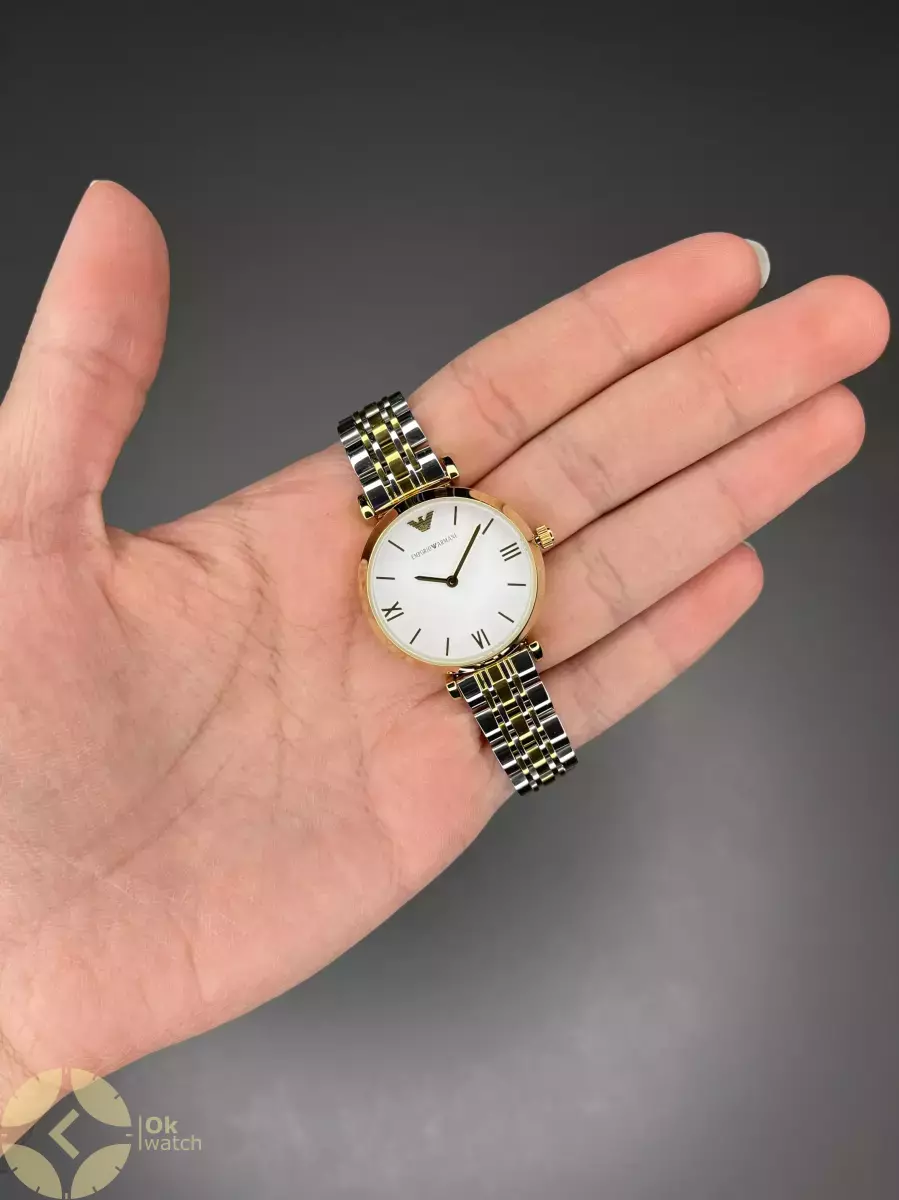 ساعت مچی امپریو آرمانی بند سیلورطلایی صفحه سفید Emporio Armani