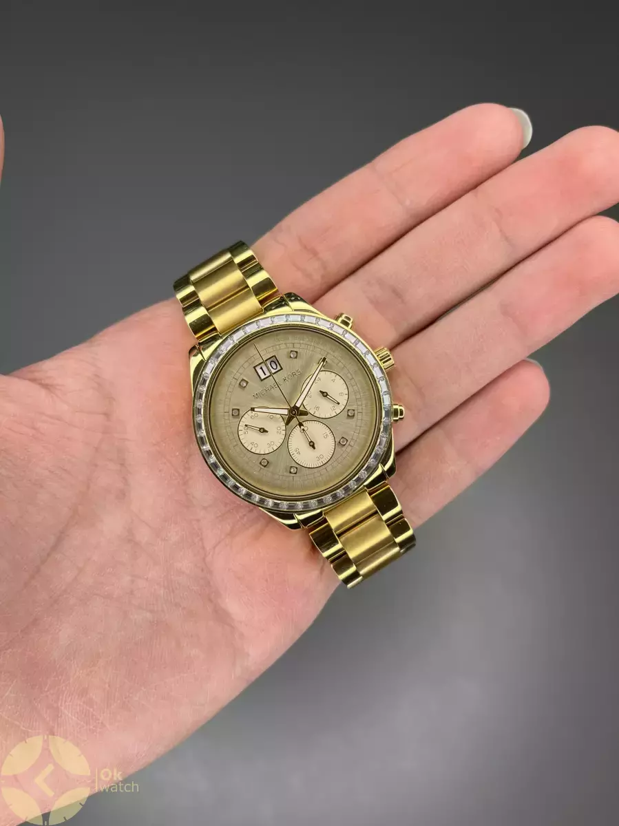 ساعت مچی مایکل کورس کورنوگراف بند و صفحه طلایی دورنگین Michael Kors