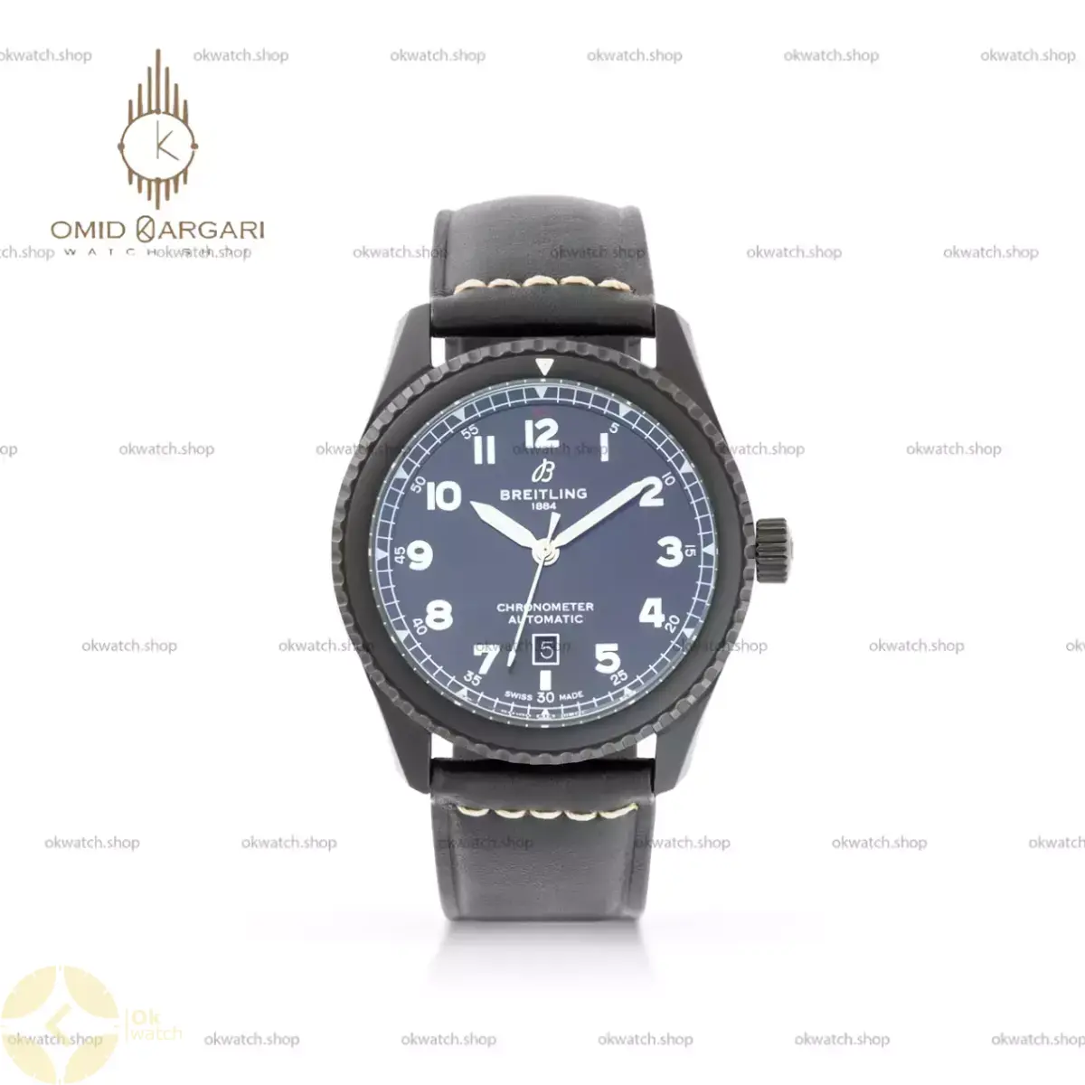 ساعت مچی برایتلینگ اتوماتیک بند مشکی صفحه مشکی Breitling