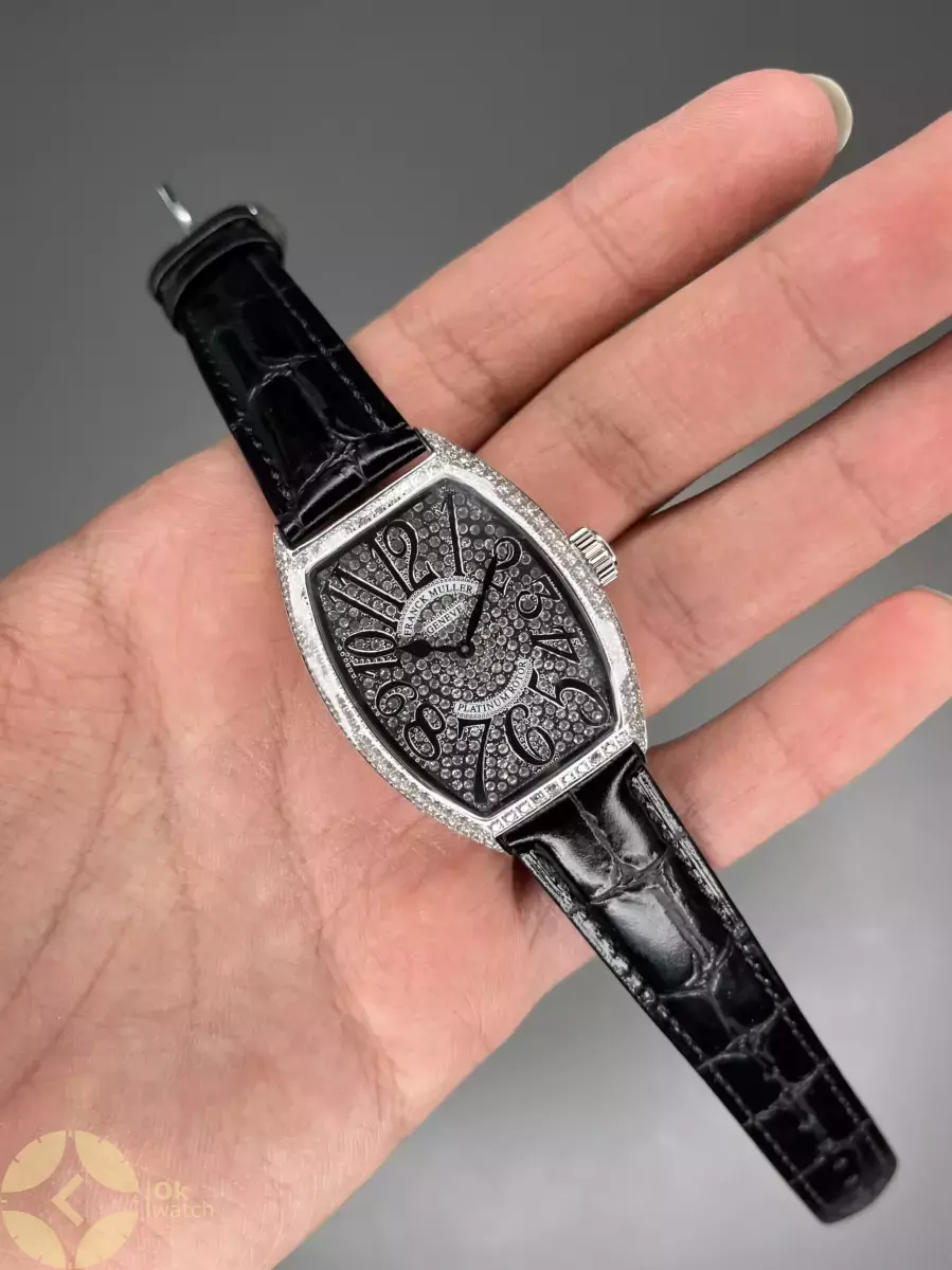 ساعت مچی فرانک مولر بند چرمی صفحه نگین دار Franck Muller