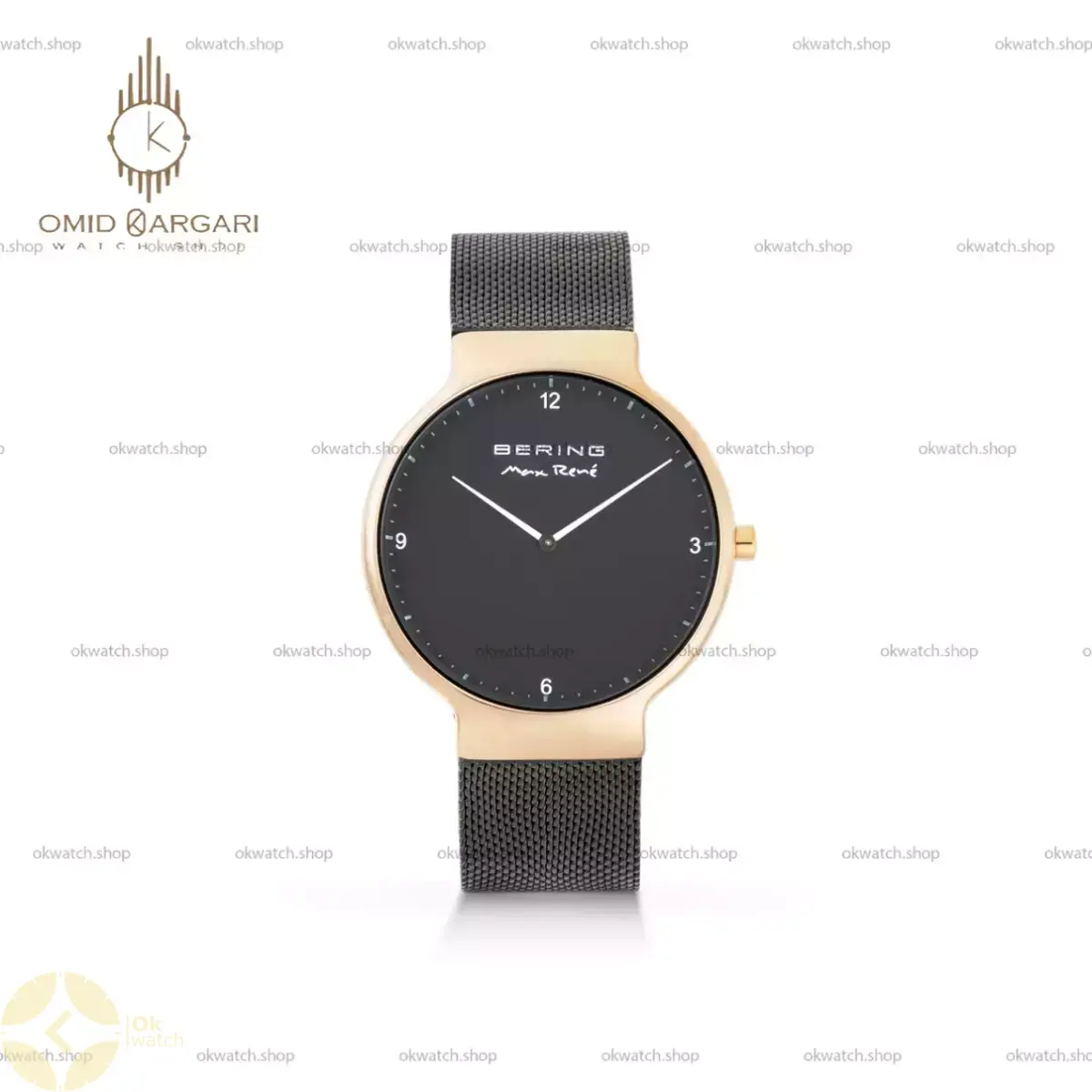 ساعت مچی برینگ بند حصیری مشکی صفحه مشکی Bering