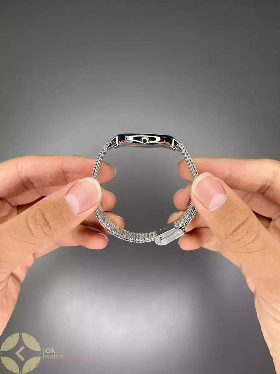 ساعت مچی برینگ بند حصیری بند سیلور صفحه مشکی Bering