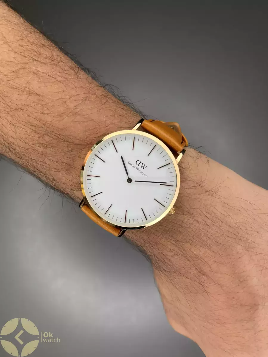 ساعت مچی دنیل ویلینگتون بند چرمی قهوه ای Daniel Wellington
