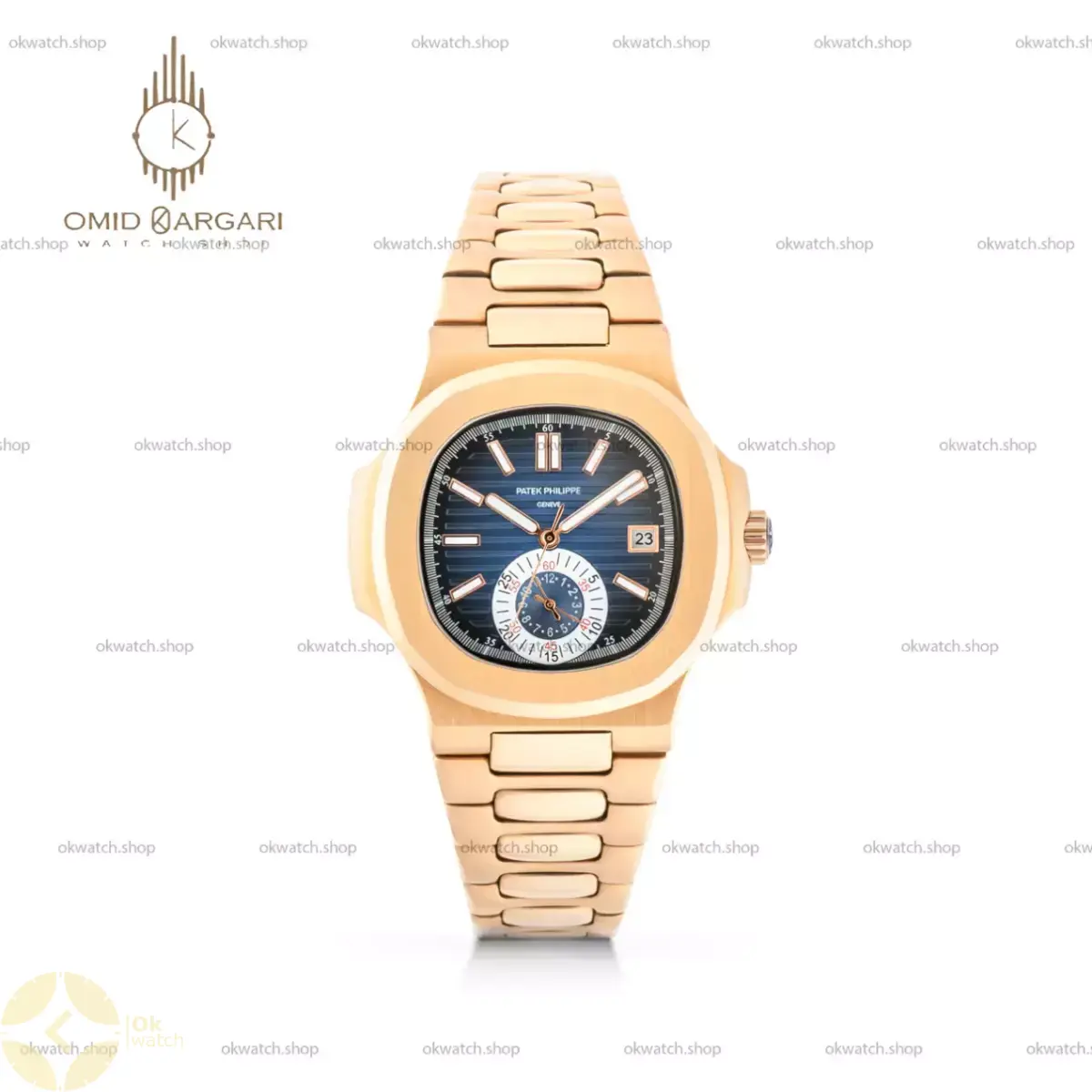 ساعت مچی پتک فیلیپ زیر ثانیه اتوماتیک رزگلد صفحه آبی Patek Philippe
