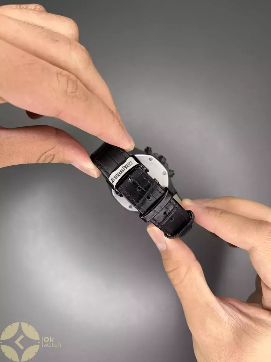 ساعت مچی اودمار پیگه بند چرمی صفحه طوسی Audemars Piguet