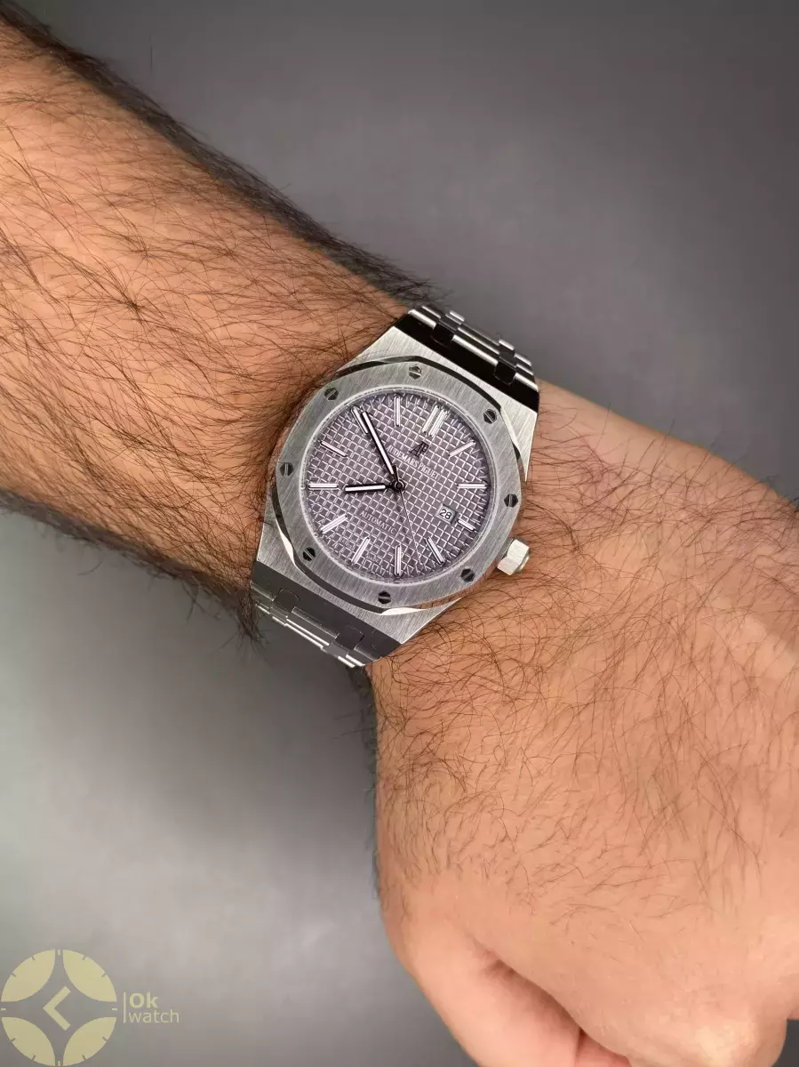 ساعت مچی اودمار پیگه باتری بند سیلور صفحه بنفش Audemars Piguet