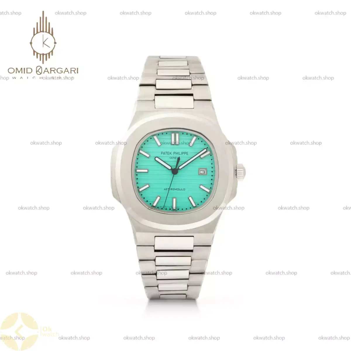 ساعت مچی پتک فیلیپ ناتیلوس صفحه تیفانی بند سیلور Patek  Philippe Nautilus