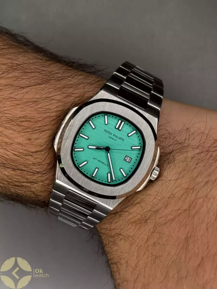 ساعت مچی پتک فیلیپ ناتیلوس صفحه تیفانی بند سیلور Patek  Philippe Nautilus