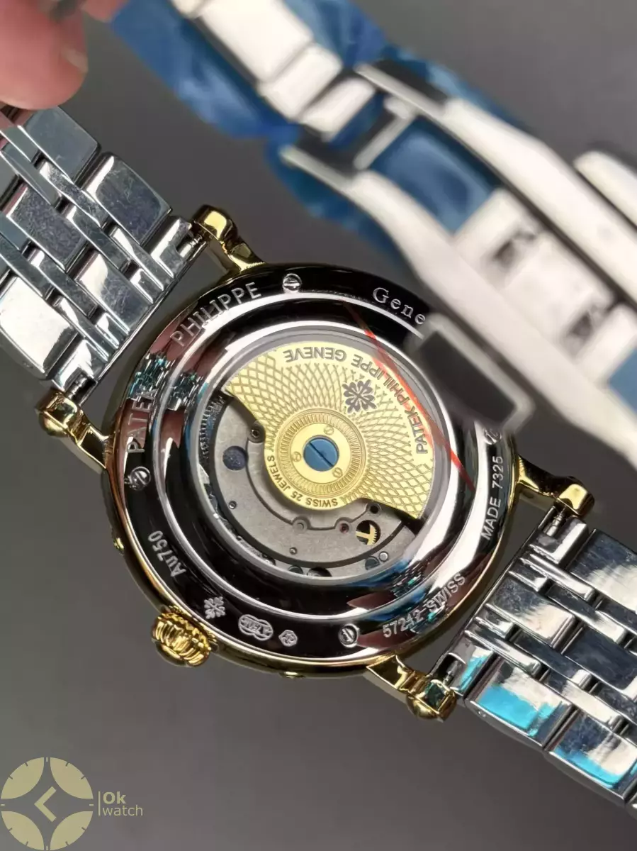 ساعت مچی پتک فیلیپ فول سیلورطلایی صفحه مشکی Patek Philippe