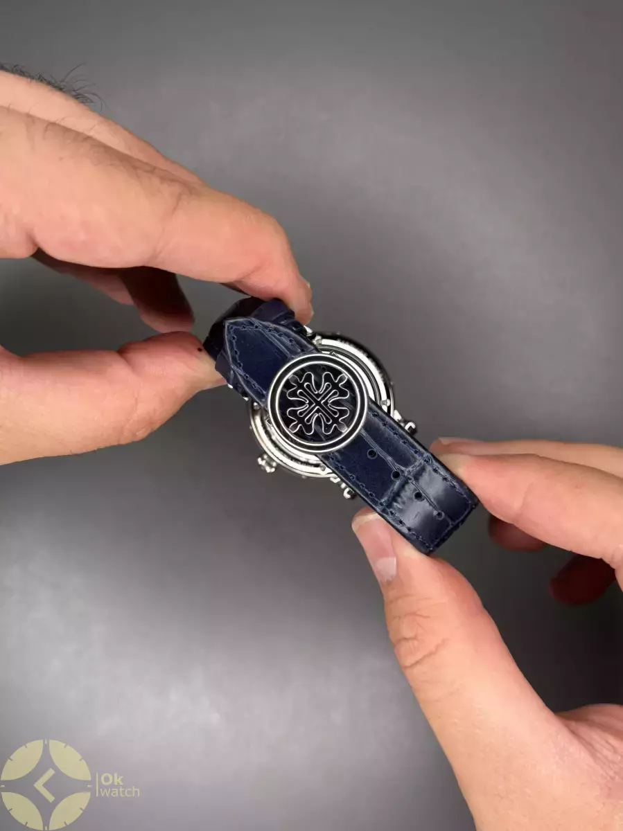 ساعت مچی پتک فیلیپ فول دیت بند چرمی مشکی صفحه آبی Patek Philippe