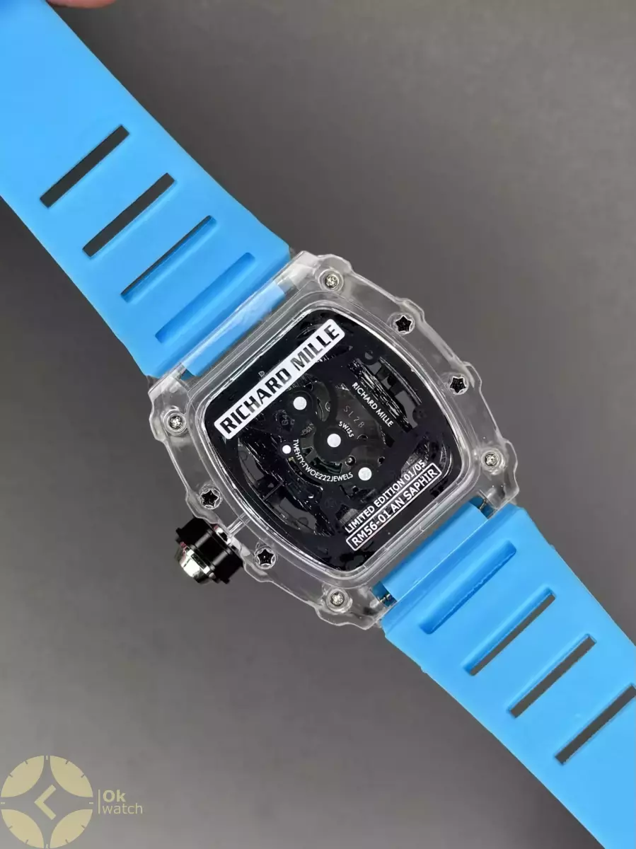ساعت مچی ریچارد میل صفحه اسکلتون بند رابر آبی Richard Mille