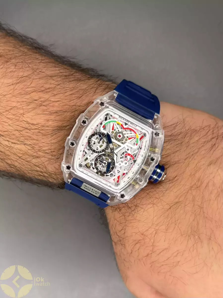 ساعت مچی ریچارد میل کورنوگراف قاب پلاستیکی بند سرمه ای Richard Mille