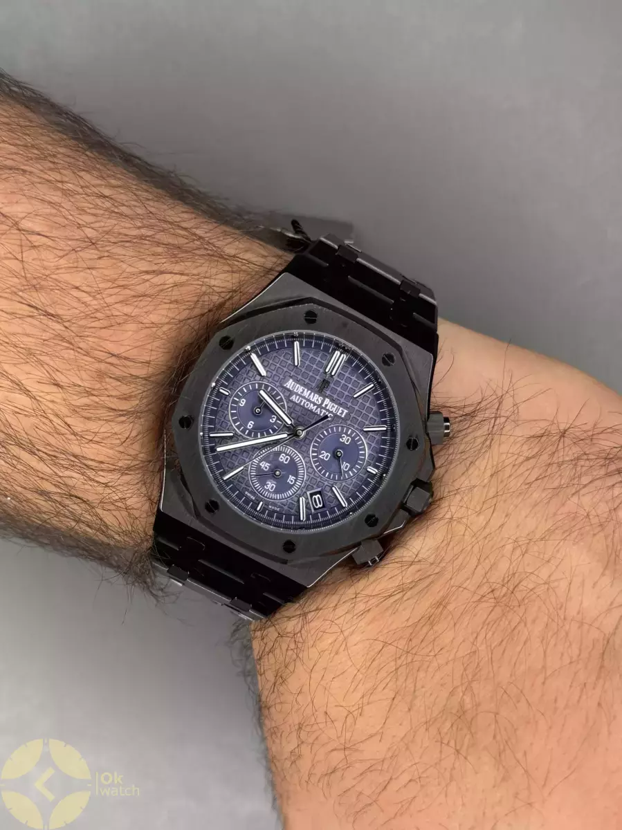 ساعت مچی اودمار پیگه کورنوگراف بند مشکی صفحه سرمه ای Audemars Piguet