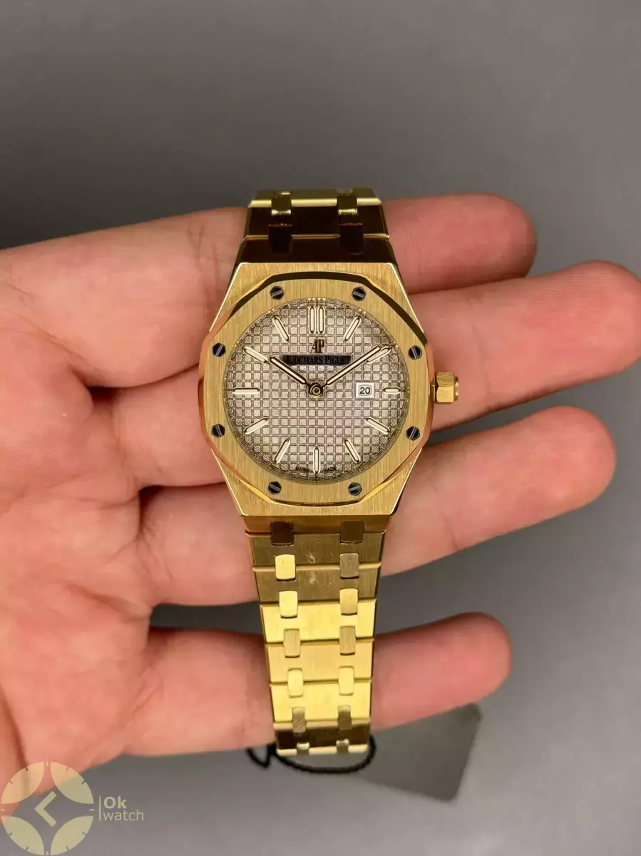 ساعت مچی اودمار پیگه بند طلایی صفحه طوسی Audemars Piguet