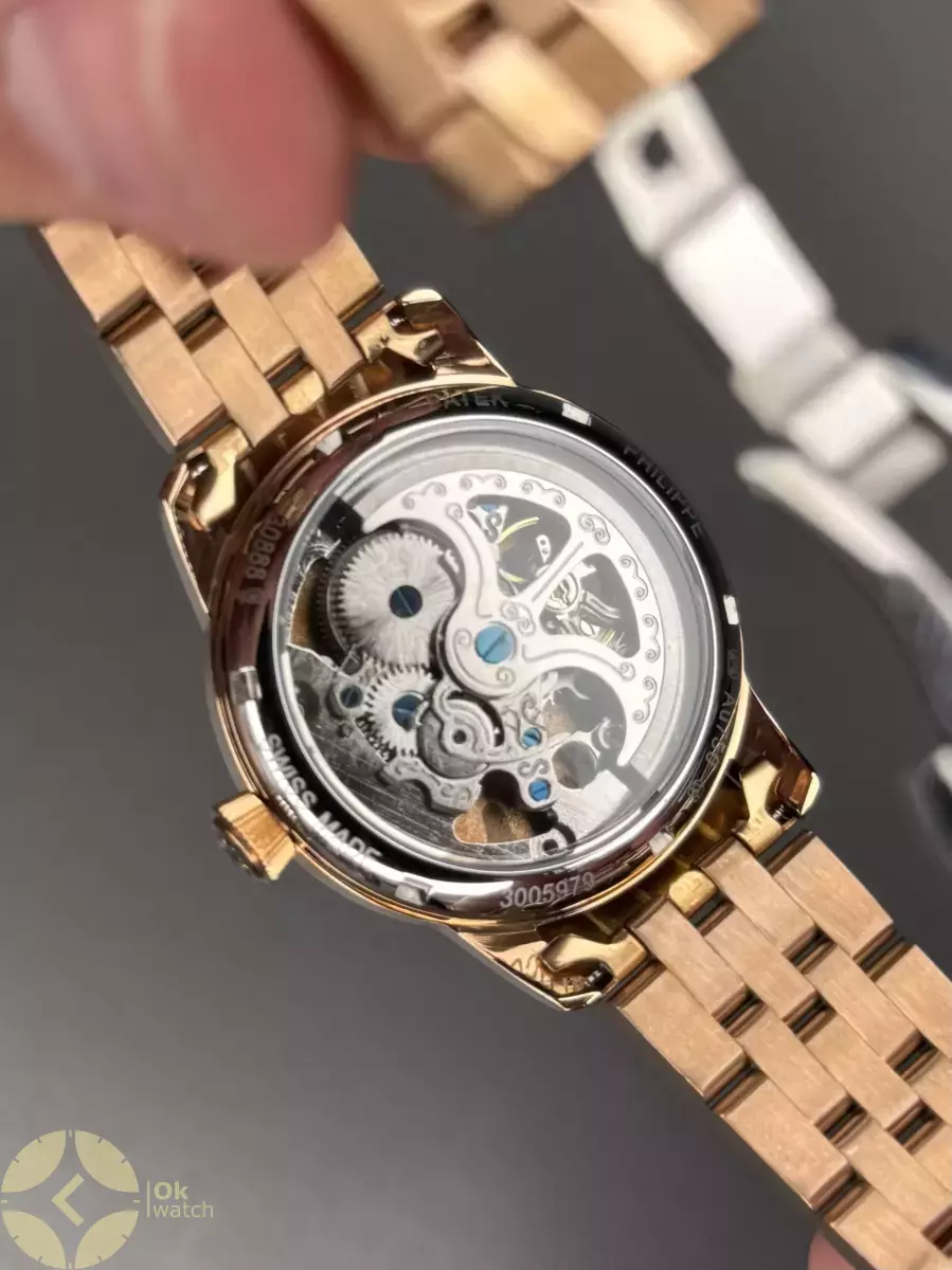 ساعت مچی پتک فیلیپ اوپن هارت بند رزگلد صفحه مشکی Patek Philippe Tourbillon