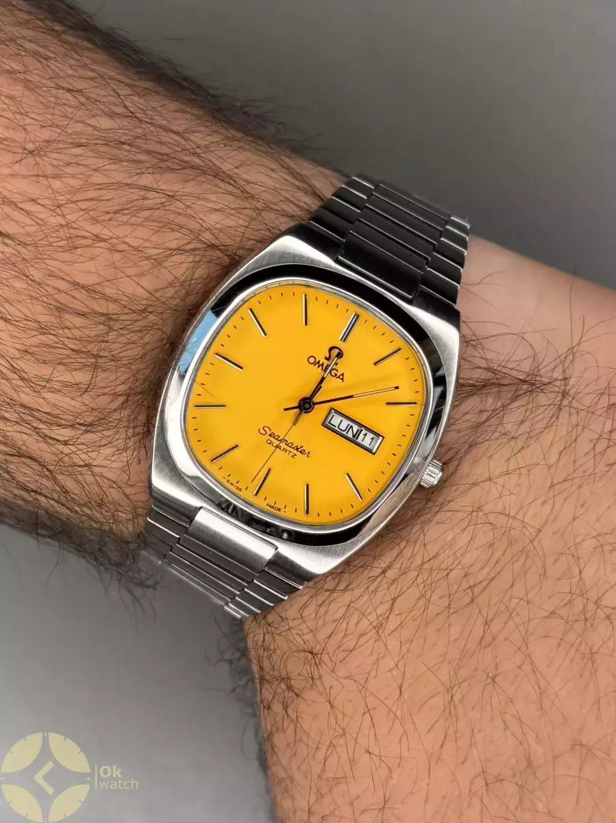 ساعت مچی امگا سیمستر نوستالژی بند سیلور صفحه زرد  Omega Seamaster