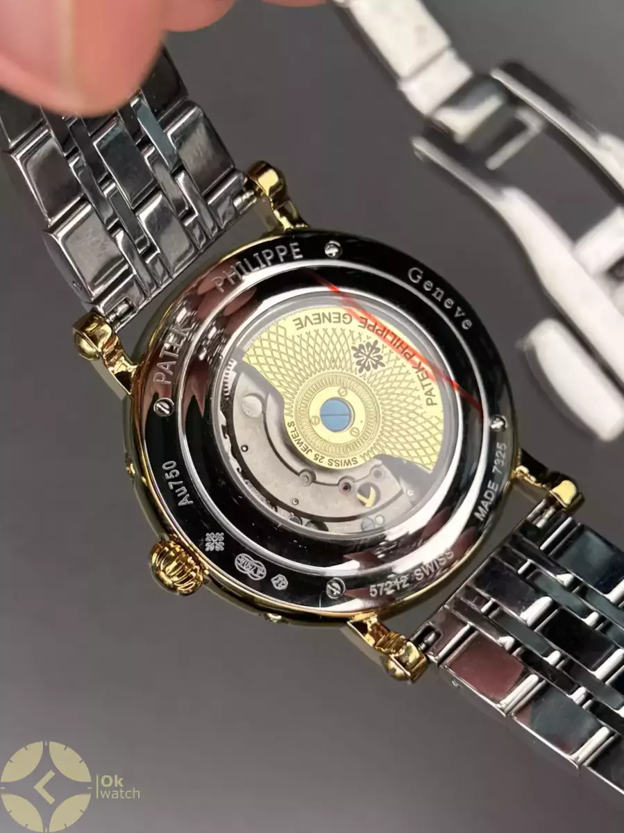ساعت مچی پتک فیلیپ فول دیت سیلورطلایی صفحه سفید Patek Philippe