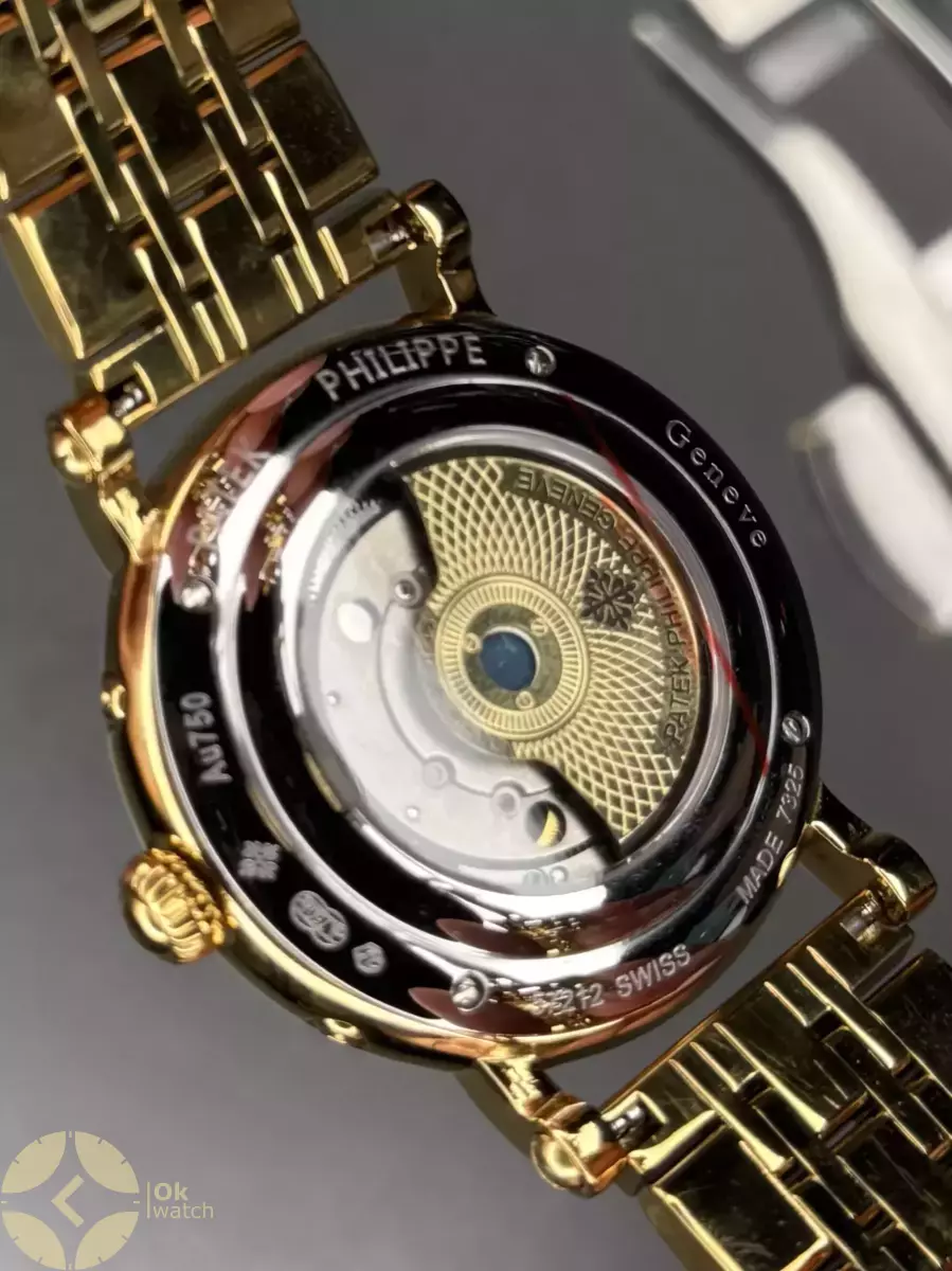 ساعت مچی پتک فیلیپ فول دیت بند طلایی صفحه مشکی Patek Philippe