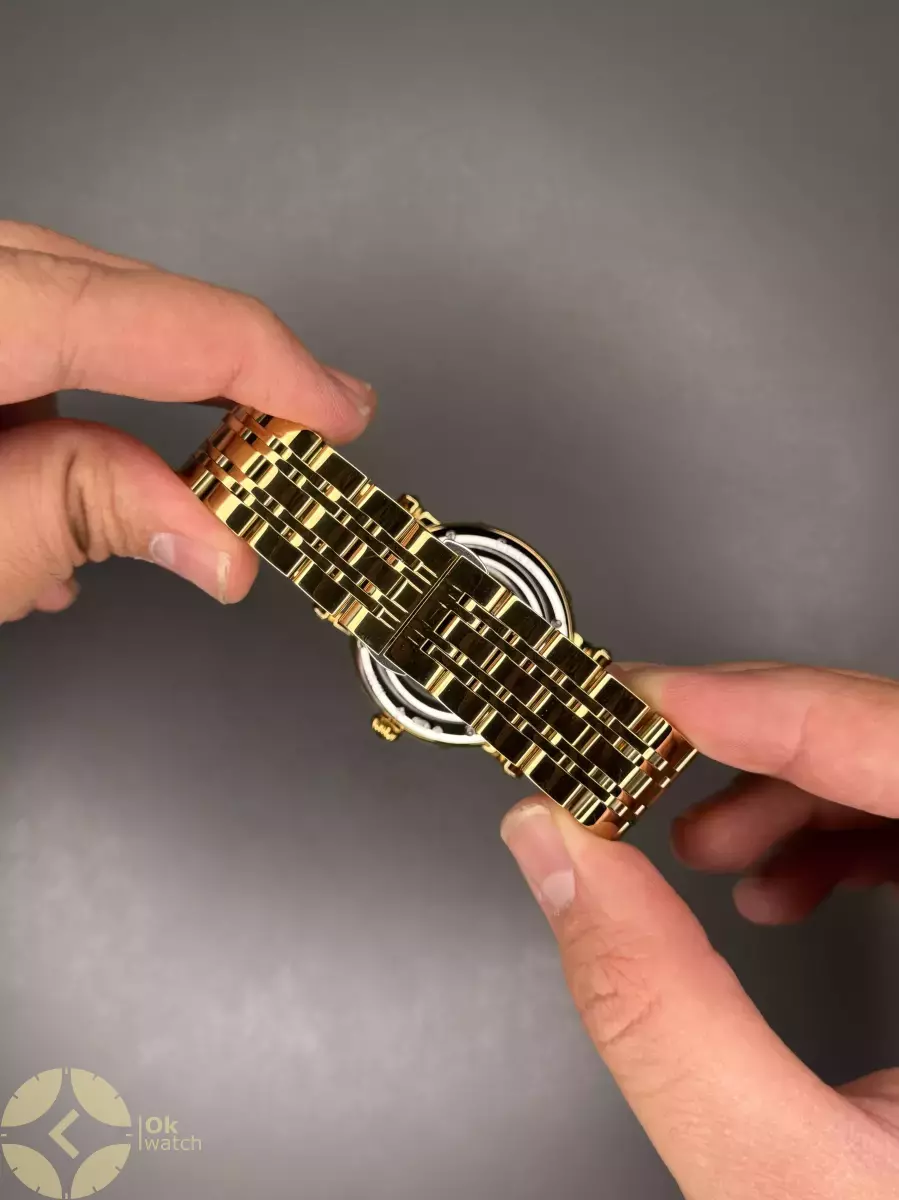 ساعت مچی پتک فیلیپ فول دیت بند طلایی صفحه مشکی Patek Philippe