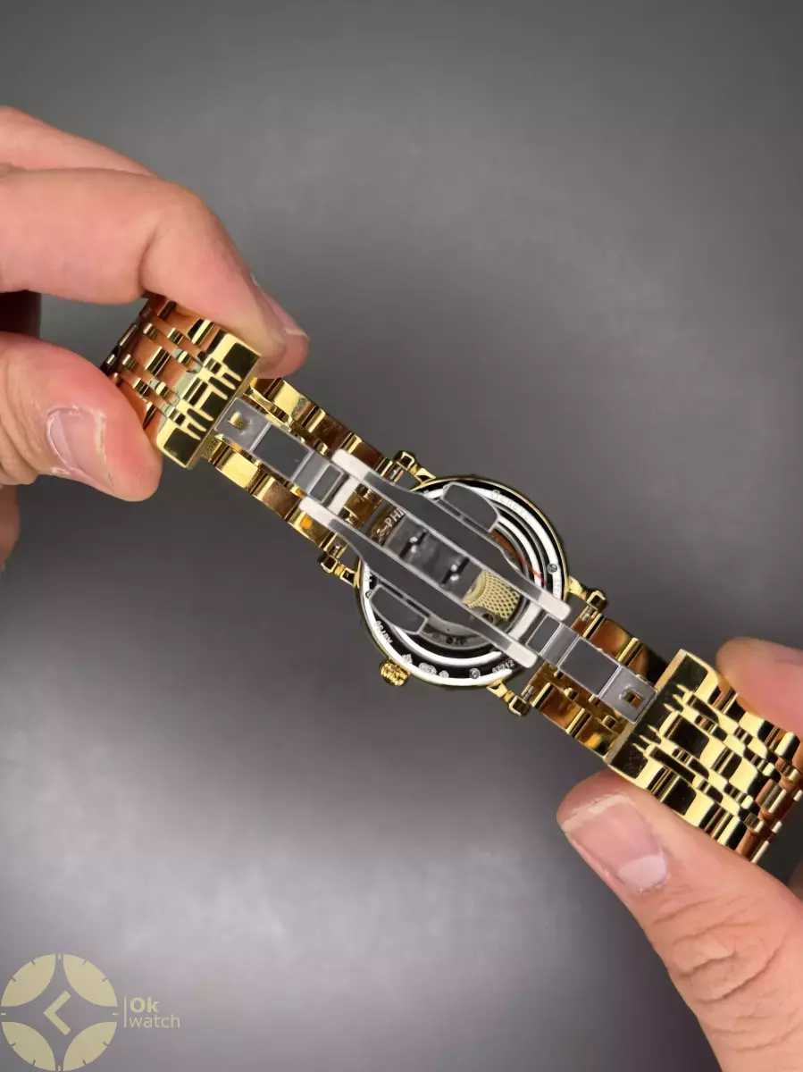 ساعت مچی پتک فیلیپ فول دیت بند طلایی صفحه مشکی Patek Philippe